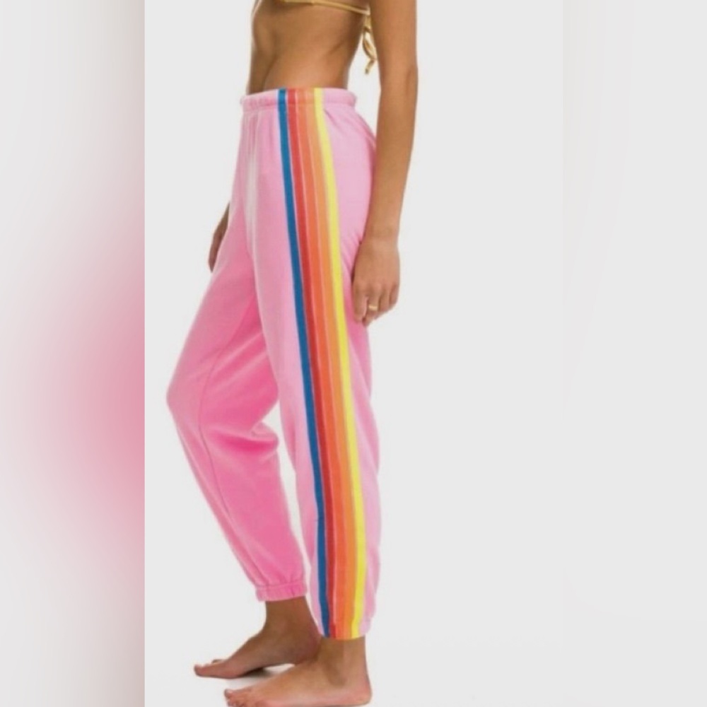 Aviator Nation five stripe pink sweatpants